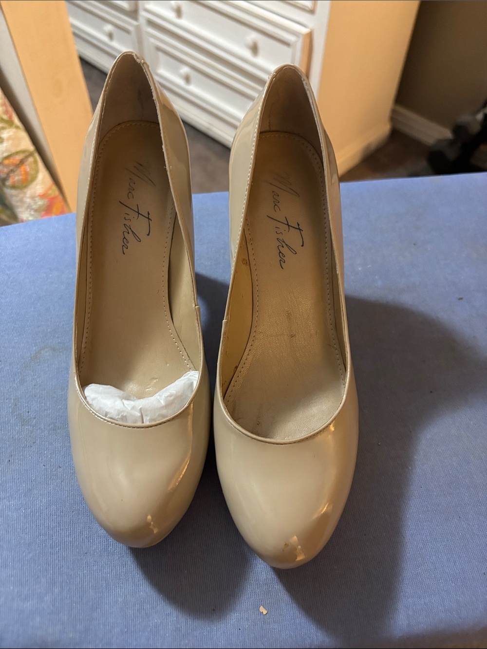 Marc Fisher Nude Patent Round-Toe Pumps